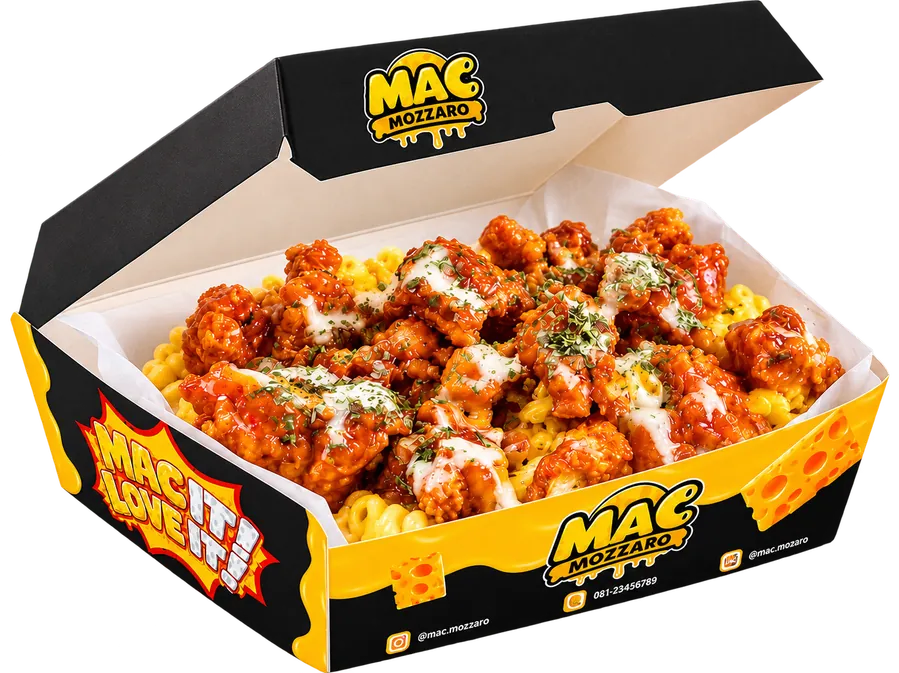 Mac Mozzaro BBQ Chickpop dengan potongan ayam