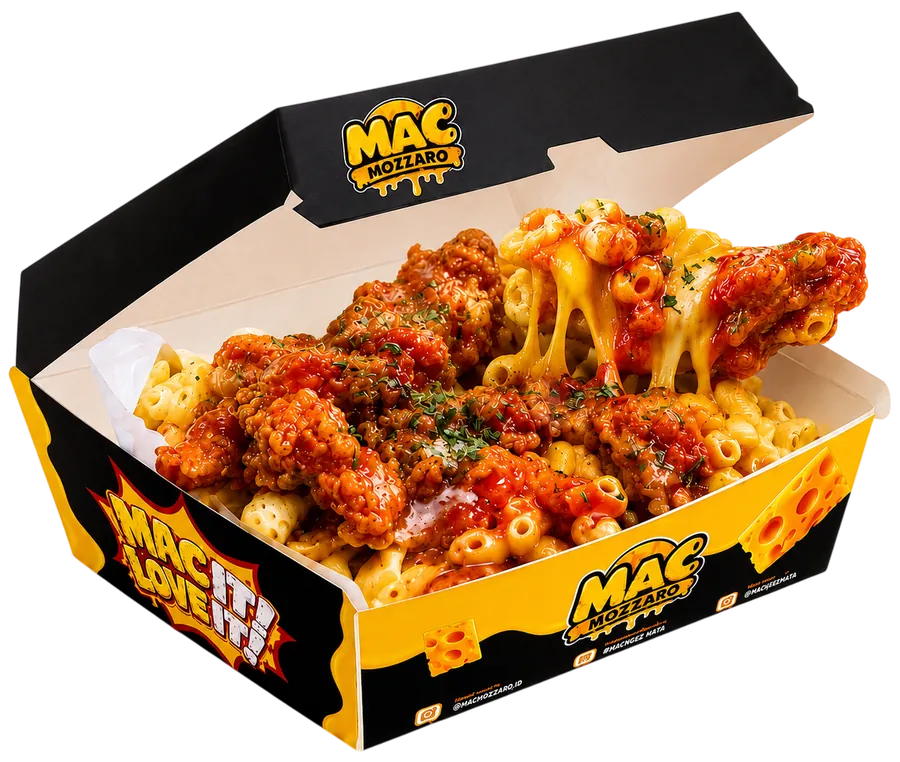 Mac Mozzaro Mac Lava dengan saus keju lumer