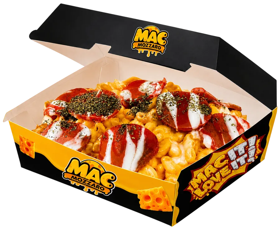 Mac Mozzaro Mac Pizza dengan topping ala pizza